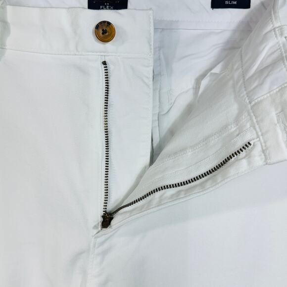 J. Crew Mens SZ 38x32 Flex Slim Pants Zip-Fly Slash Pockets Straight Leg White - Picture 6 of 9